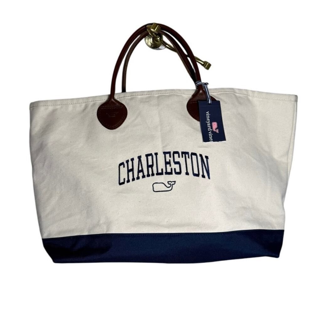 NWT Vineyard Vines “Charleston” Varsity Text Tote Bag